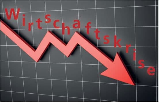 Grafik mit fallender Kurve zur Darstellung der Wirtschaftskrise 2009