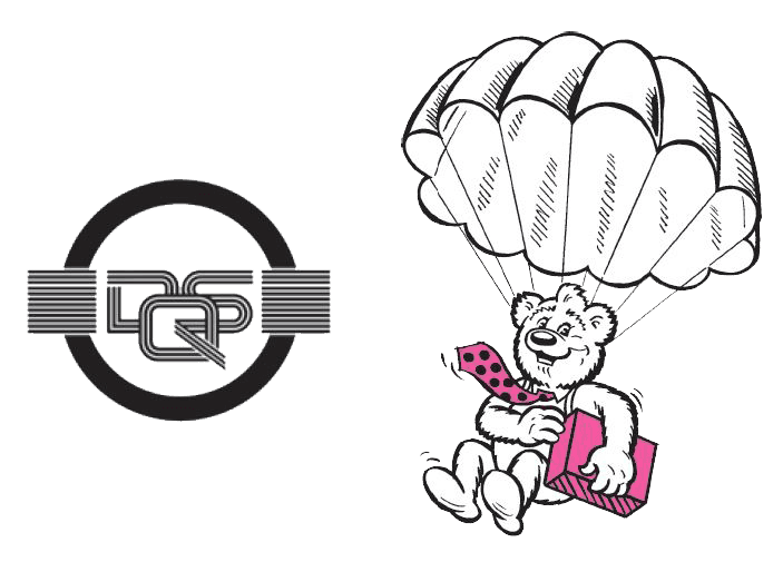BÄR Maskottchen mit Fallschirm aus einer historischen Werbegrafik von 1998