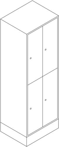 C+P Garderobenschrank Evolo lichtgrau mit 1x2 Abteilen + Dekortüren, Abteilbreite 300 mm Technische Zeichnung 2 L