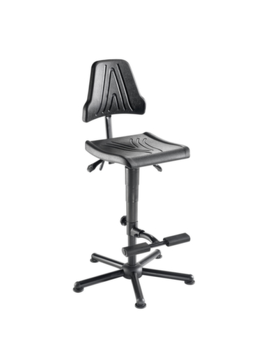 meychair Hoher Arbeitsstuhl Workster Allround W9-H-PU-AH2 mit PU-Sitz, Sitz PU-Schaum schwarz, mit Gleitern Standard 1 L