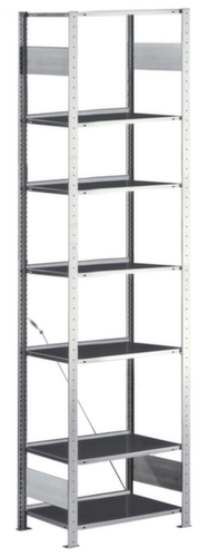 META Steckregal Grundfeld mit Anschlagkante, Höhe x Breite x Tiefe 2500 x 806 x 336 mm, 7 Böden Standard 2 L