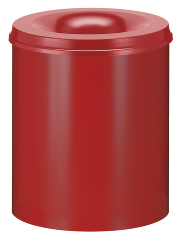 Selbstlöschender Papierkorb aus Stahl, 80 l, rot, Kopfteil rot Standard 1 L