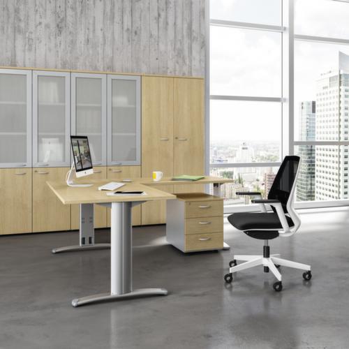 Quadrifoglio Höhenverstellbarer Anbautisch Practika für Schreibtisch mit 4-Fußgestell, Breite x Tiefe 800 x 600 mm, Platte Eiche Milieu 2 L