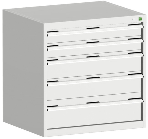 bott Schubladenschrank cubio Grundfläche 800x650 mm, 5 Schublade(n), RAL7035 Lichtgrau/RAL7035 Lichtgrau