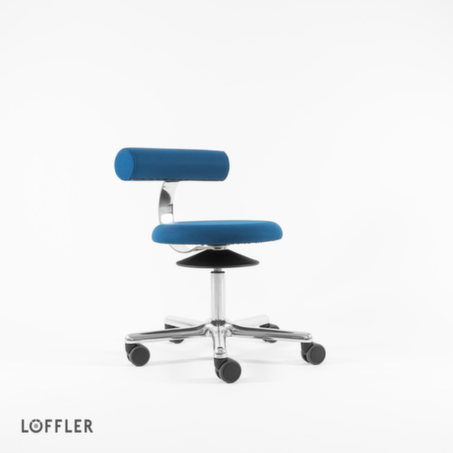 Löffler Hocker Aogo, Sitz blau, Rollen Standard 2 L