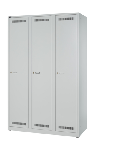 Bisley Garderobenschrank Light lichtgrau mit 3 Abteilen, Abteilbreite 300 mm Standard 3 L