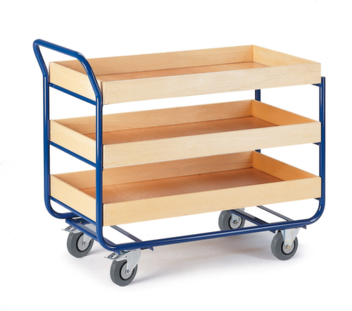 Rollcart Tischwagen mit Holzkästen 775x475 mm, Traglast 150 kg, 3 Etagen Standard 1 L