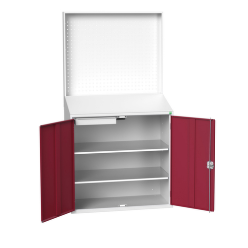 bott Pultschrank verso mit Rückwand, RAL7035 Lichtgrau/RAL3004 Purpurrot Standard 1 L