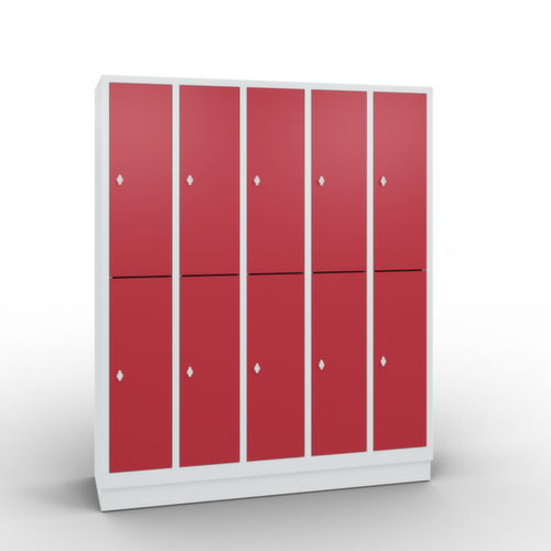 C+P Doppelstöckiger Garderobenschrank Classic mit 5x2 Abteilen und glatten Türen, Abteilbreite 300 mm