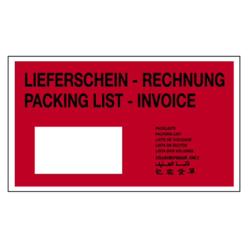 Dokumententasche "Lieferschein-Rechnung/Packing list-Invoice", DIN A5 Standard 1 L