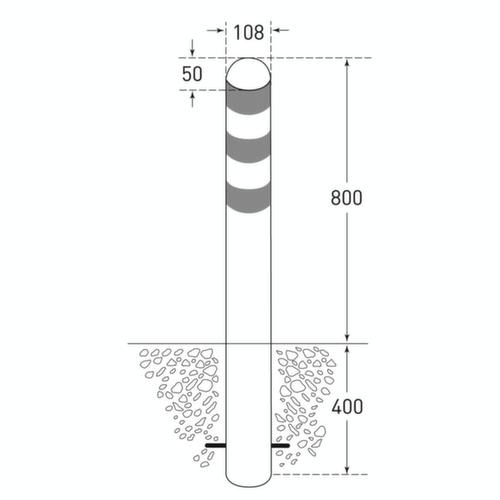 Moravia Schutzpoller CITY für Ladesäule, Höhe 1200 mm, Zum Einbetonieren Technische Zeichnung 1 L