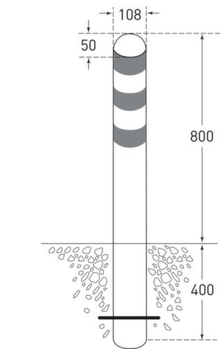 Moravia Schutzpoller CITY für Ladesäule, Höhe 1200 mm, Zum Einbetonieren Technische Zeichnung 2 L