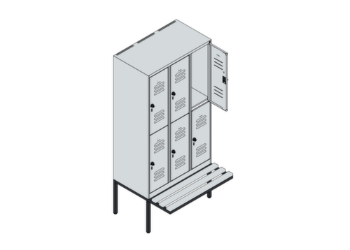 C+P Doppelstöckiger Spind Classic Plus mit Sitzbank, Abteilbreite 300 mm Standard 3 L