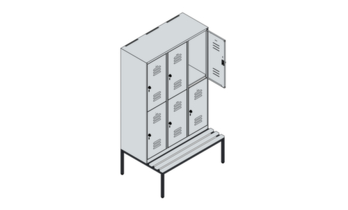 C+P Doppelstöckiger Spind Classic Plus mit Sitzbank, Abteilbreite 400 mm Standard 3 L