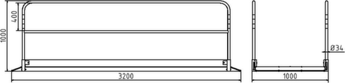 Schake Grabenbrücke mit Trittfläche aus Aluminium, Länge x Breite 3200 x 1000 mm Technische Zeichnung 1 L