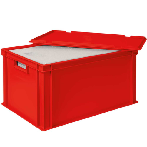 Euronorm-Stapelbehälter mit Isolierbox, rot, Inhalt 65 l, Auflagedeckel für Isolierbox Standard 3 L