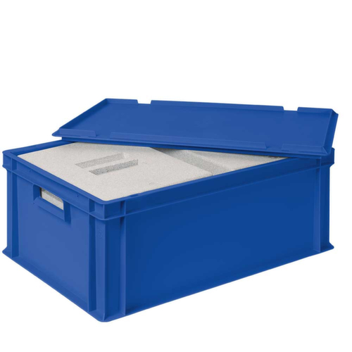 Euronorm-Stapelbehälter mit 2 Isolierboxen, blau, Inhalt 44,5 l, Auflagedeckel für Isolierbox Standard 3 L