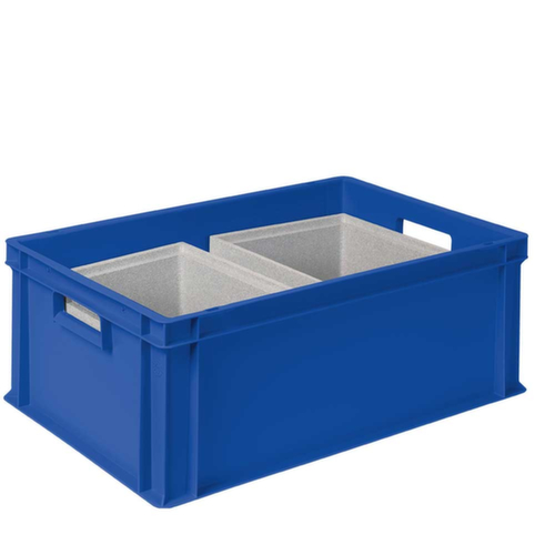 Euronorm-Stapelbehälter mit 2 Isolierboxen, blau, Inhalt 44,5 l, Auflagedeckel für Isolierbox Standard 4 L