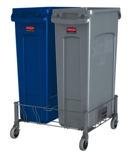 Rubbermaid Rollwagen Slim Jim® für 2 Wertstoffsammler, für 60 - 87 l Behälter, Edelstahl Standard 3 L