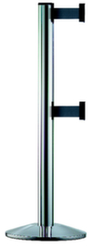Personenleitsystem CLASSIC DOUBLE mit 2 Gurtbändern und Pfosten, Gurtlänge 2,3 m, Pfosten chrom