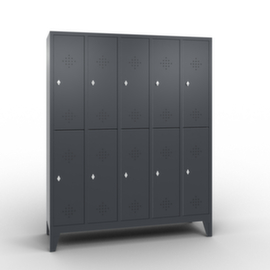 C+P Doppelstöckiger Garderobenschrank Classic mit 5x2 Abteilen mit Lüftungsrosetten, Abteilbreite 300 mm