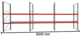 META Palettenregal MULTIPAL HxB 3300x8440 mm mit 3 Lagerebenen für insgesamt 27 Paletten