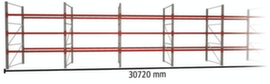 META Palettenregal MULTIPAL HxB 3300x30720 mm mit 4 Lagerebenen für insgesamt 132 Paletten