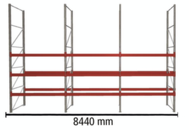 META Palettenregal MULTIPAL HxB 5500x8440 mm mit 4 Lagerebenen für insgesamt 36 Paletten