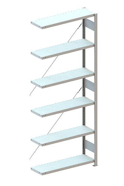 META System-Steckregal CLIP Anbaufeld, Höhe x Breite x Tiefe 2500 x 756 x 336 mm, 6 Böden