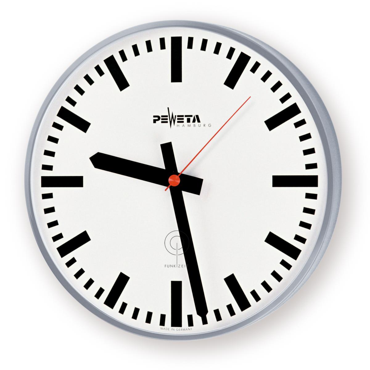 PEWETA Wanduhr mit Metallgehäuse, mit Balkenziffern, Ø 300 mm Standard 1 ZOOM