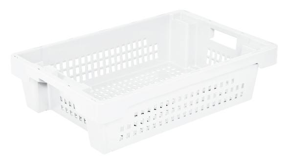 Euronorm-Drehstapelbehälter Wände + Boden durchbrochen, naturweiss, Inhalt 25 l Standard 1 ZOOM