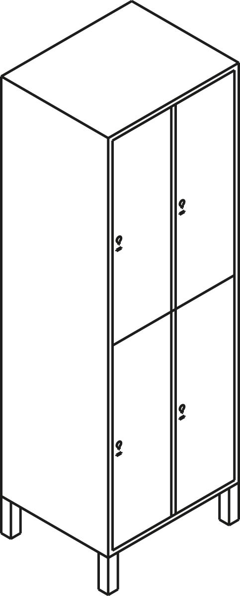 C+P Doppelstöckiger Garderobenschrank Evolo mit 3x2 Abteilen + Dekortüren Technische Zeichnung 2 ZOOM