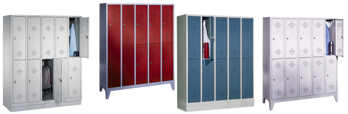 C+P Doppelstöckiger Garderobenschrank Classic mit 5x2 Abteilen mit Lüftungsrosetten Standard 1 ZOOM