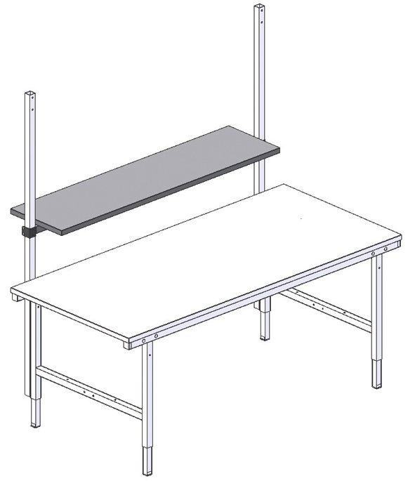 Rocholz Ablageboden 2000 für Packtisch, Breite x Tiefe 1600 x 400 mm Technische Zeichnung 2 ZOOM