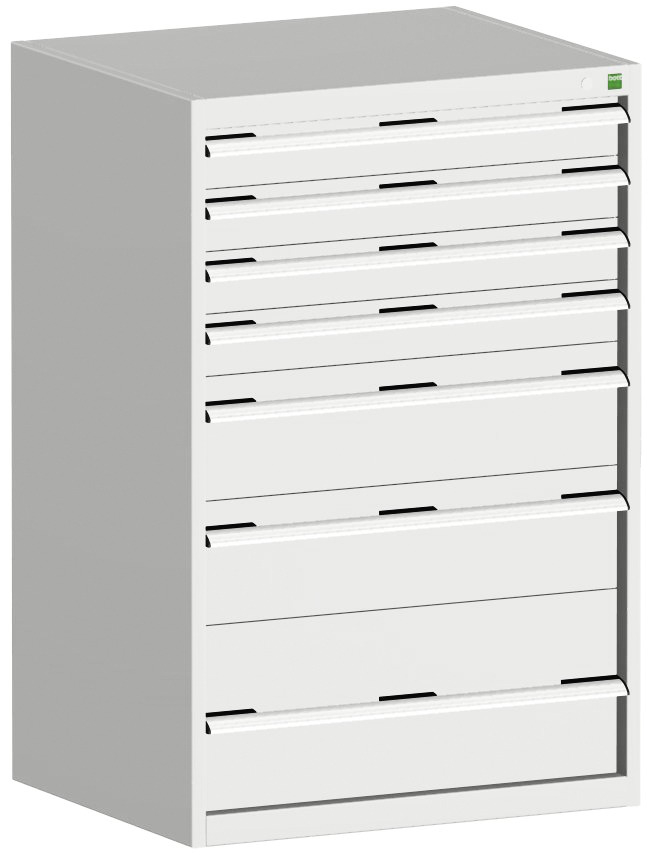 bott Schubladenschrank cubio Grundfläche 800x650 mm, 7 Schublade(n), RAL7035 Lichtgrau/RAL7035 Lichtgrau