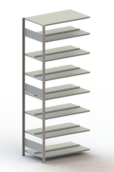 META Akten-Steckregal Anbaufeld zur beidseitigen Nutzung, 8 Böden, mit korrosionsschützender Zinkbeschichtung Standard 1 ZOOM