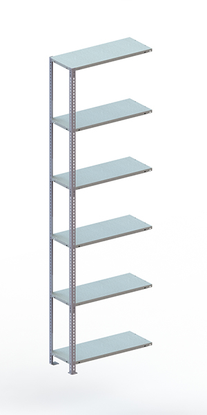 META Schraubregal FIX Anbaufeld, 6 Böden, mit korrosionsschützender Zinkbeschichtung
