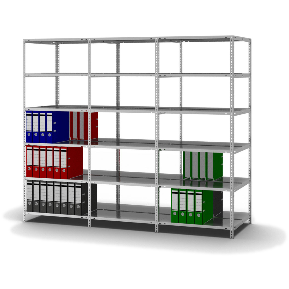 hofe Akten-Schraubregal Anbaufeld zur beidseitigen Nutzung, 6 Böden, mit korrosionsschützender Zinkbeschichtung Standard 3 ZOOM