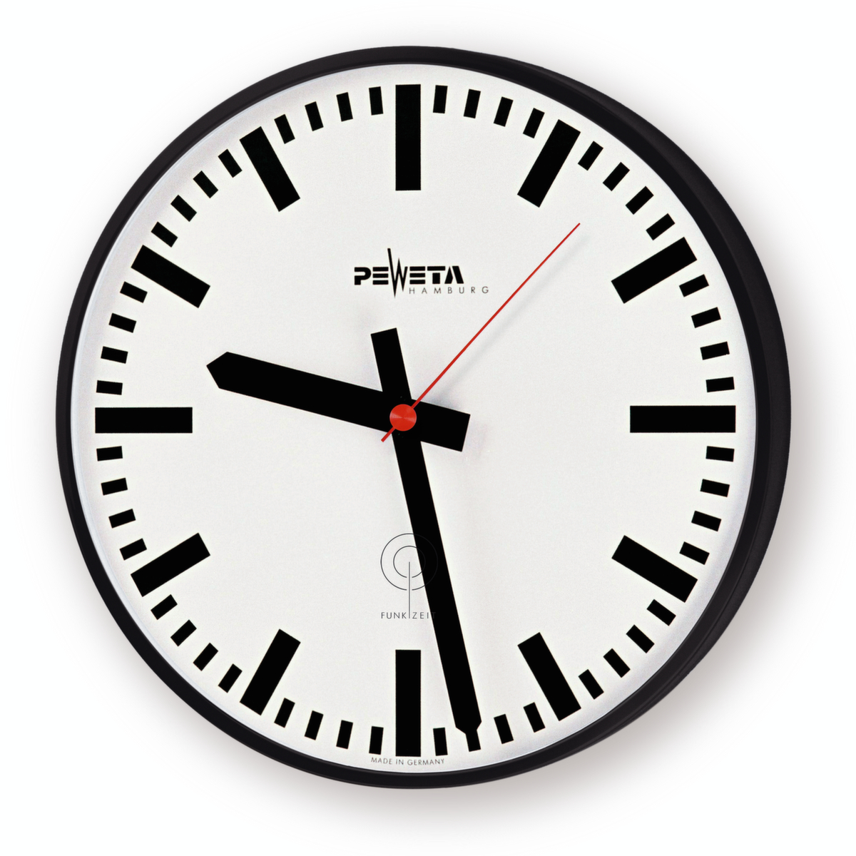 PEWETA Wanduhr mit Metallgehäuse, mit Balkenziffern, Ø 300 mm Standard 1 ZOOM