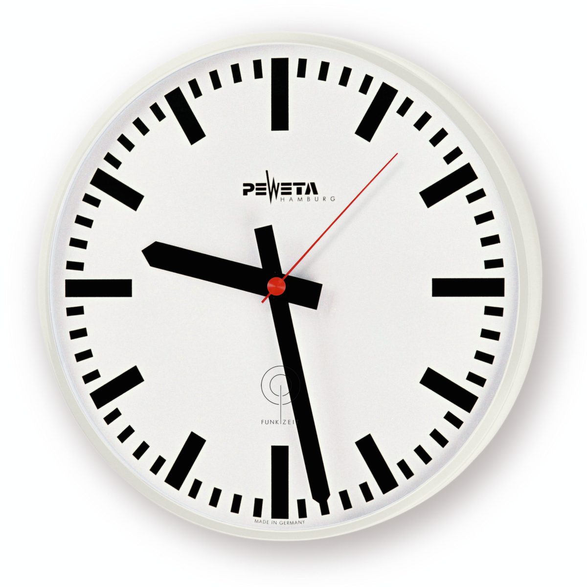 PEWETA Wanduhr mit Metallgehäuse, mit Balkenziffern, Ø 300 mm Standard 1 ZOOM