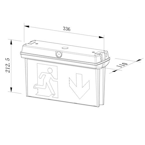 B-Safety LED-Rettungszeichenleuchte V-LUX TOP, Befestigung Zur Deckenmontage, Hinweisschilder zum Stecken Technische Zeichnung 1 ZOOM