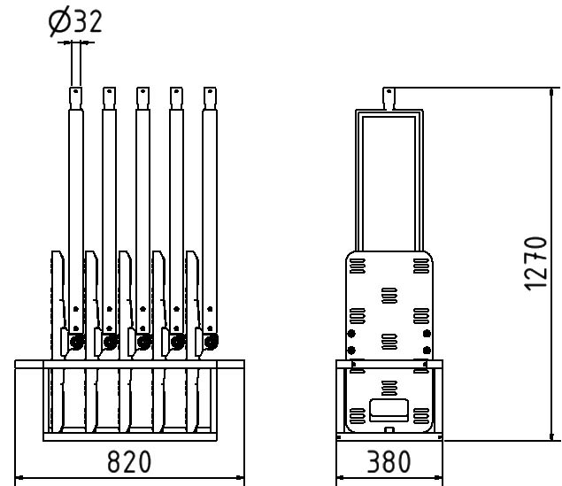 Schake Klappbaken-Set, Höhe x Breite 1270 x 820 mm Technische Zeichnung 1 ZOOM