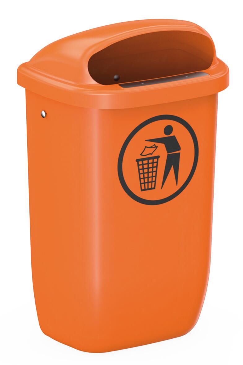 UDOBÄR Abfallbehälter Citymate für außen, 50 l, Zur Wand- oder Pfostenmontage, orange Standard 1 ZOOM