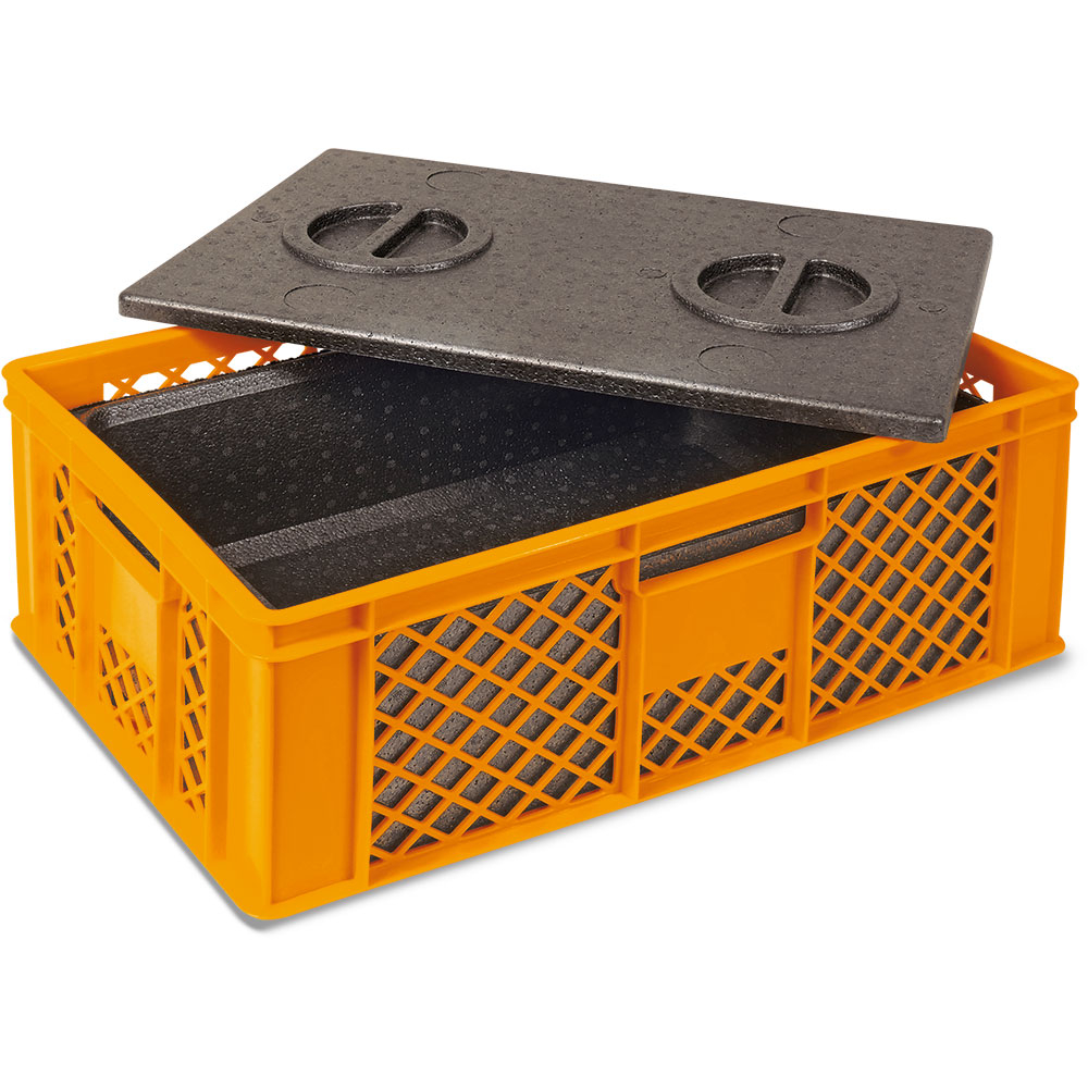 Stapelbehälter mit Isolierbox, orange, Inhalt 20 l, Auflagedeckel für Isolierbox Standard 1 ZOOM