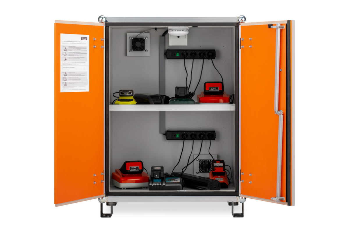 explosionsgeschützter Lithium-Ionen-Ladeschrank BASIC 8/10 unterfahrbar, Höhe x Breite x Tiefe 1110 x 800 x 660 mm Standard 6 ZOOM