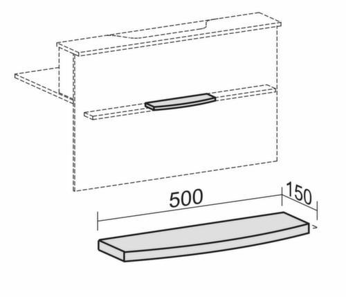 Gebogene Taschenablage für Theke, Breite 500 mm