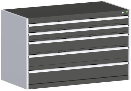 bott Schubladenschrank cubio Grundfläche 1300x650 mm, 5 Schublade(n), RAL7035 Lichtgrau/RAL7016 Anthrazitgrau