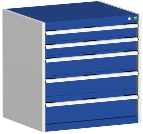 bott Schubladenschrank cubio Grundfläche 800x750 mm, 5 Schublade(n), RAL7035 Lichtgrau/RAL5010 Enzianblau