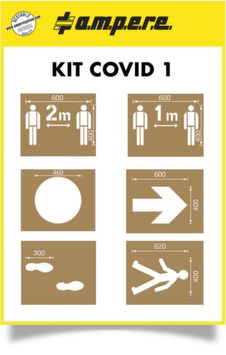 a.m.p.e.r.e. Schablonenset Covid1 zur Bodenmarkierung, Sicherheitsabstand 1 und 2 m, Kreis, Pfeil, Laufweg, Fußgänger