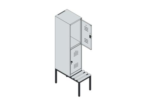 C+P Doppelstöckiger Spind Classic Plus mit Sitzbank, Abteilbreite 400 mm